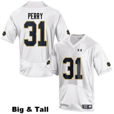 Notre Dame Fighting Irish Men's Spencer Perry #31 White Under Armour Authentic Stitched Big & Tall College NCAA Football Jersey CKO5499QZ